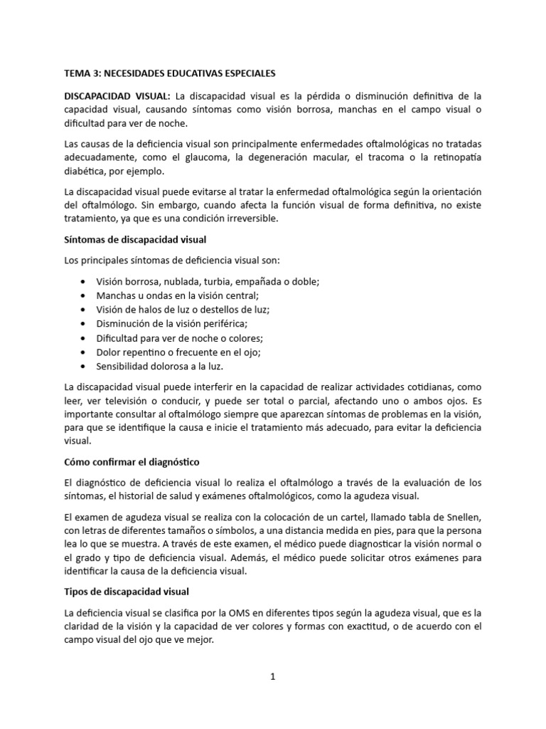 Discapacidad Visual y Auditiva: Guía Completa | PDF | Ojo humano ...