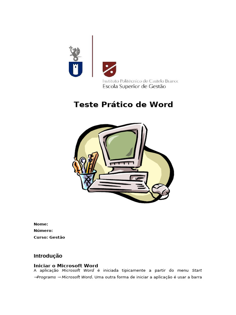 Teste Modelo de Word (AIG) | PDF | Teclado de computador | Janela ...