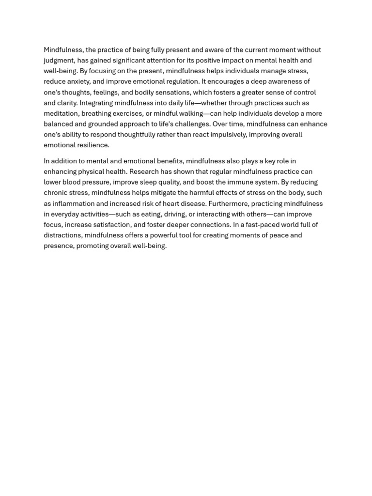 The Benefits of Mindfulness in Everyday Life | PDF