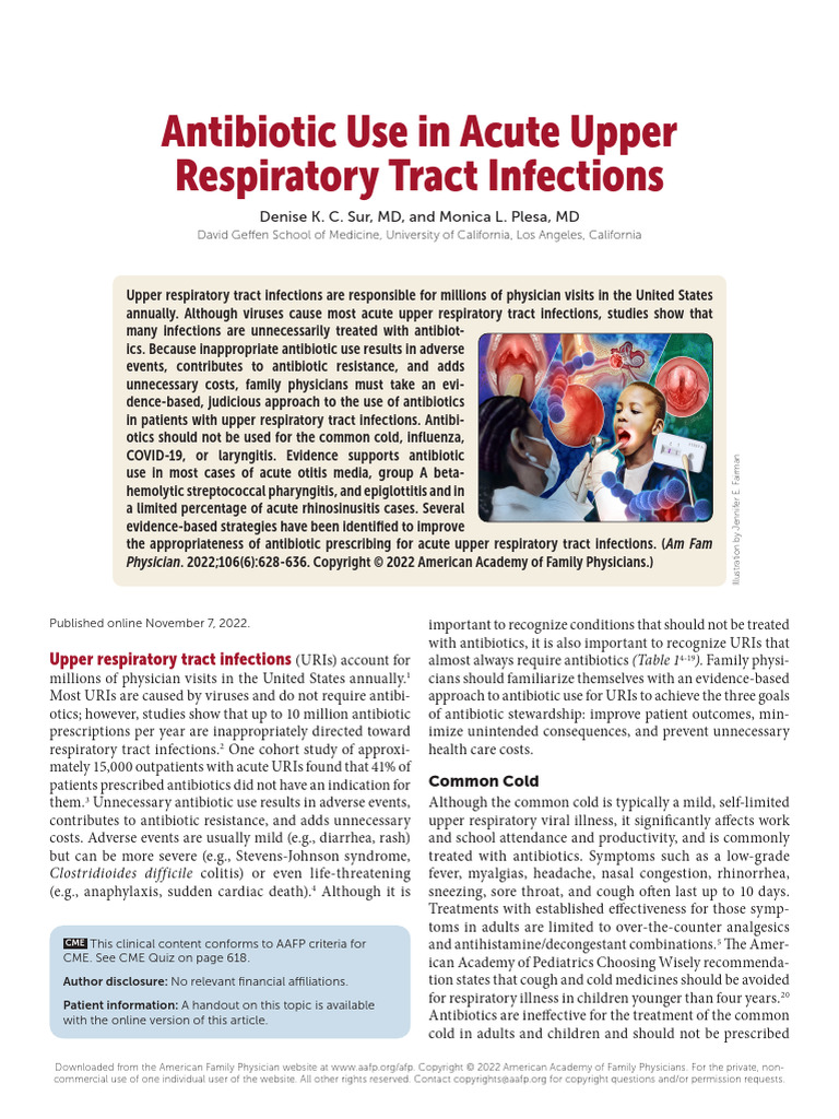 Antibiotics Upper Respiratory Tract Infections | PDF | Influenza ...