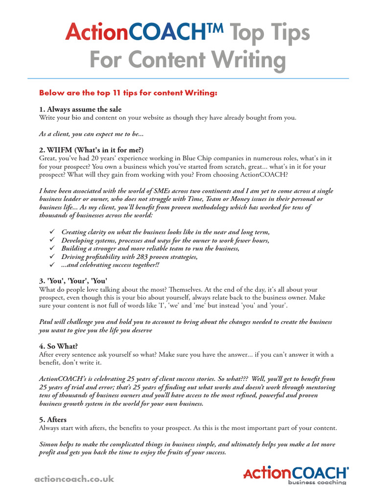 Top 11 Content Writing Tips | PDF