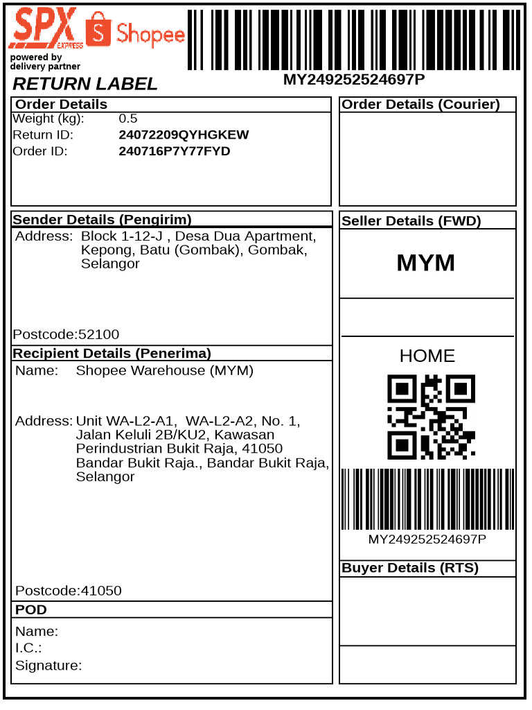 Return Label for Jalan Keluli 2B/KU2 | PDF