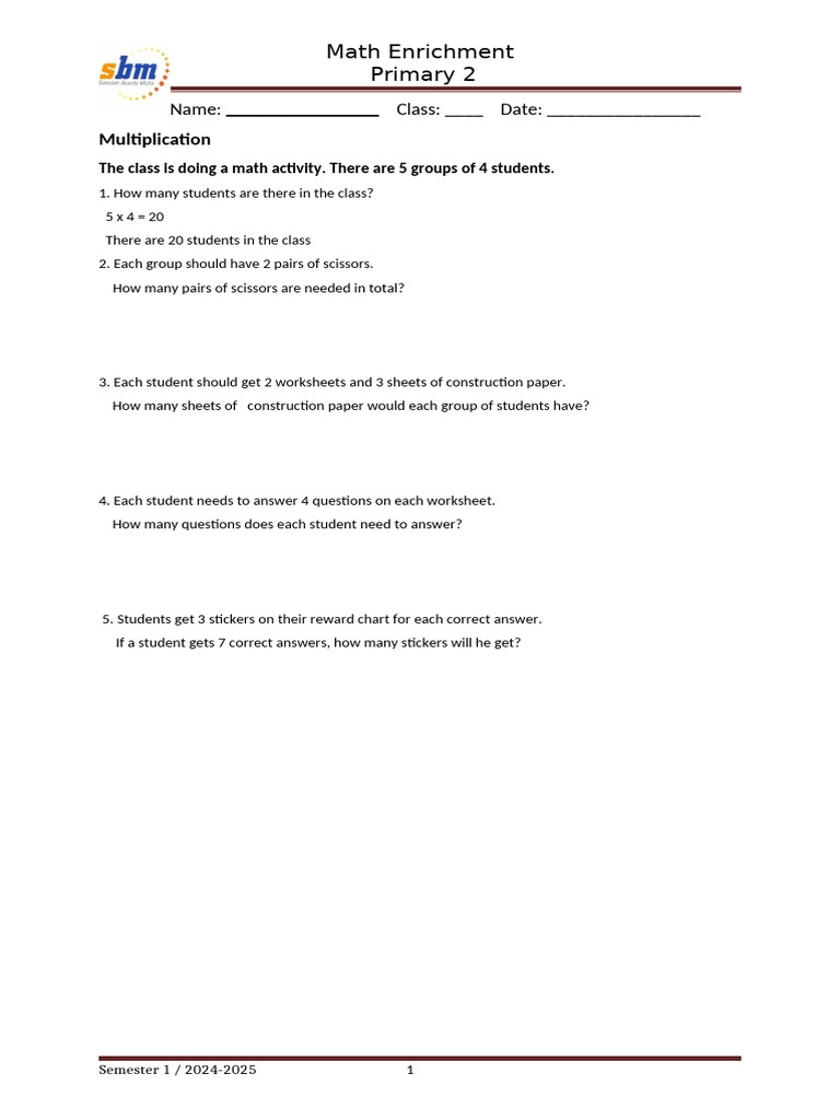Math Enrichment Worksheets Third Grade Enrichment Worksheets