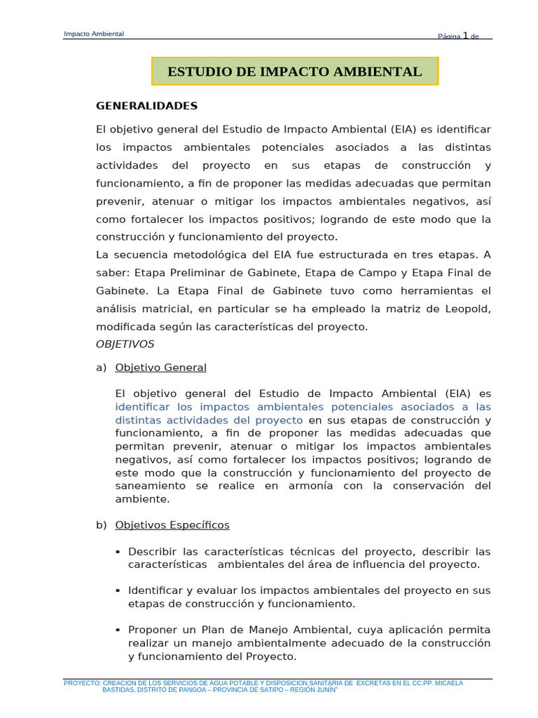 Impacto Ambiental | PDF | Evaluación de impacto ambiental | Entorno natural