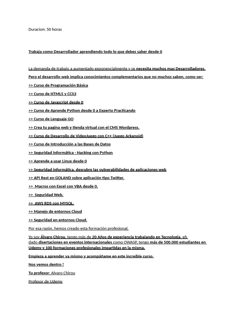 Curso Completo de Desarrollo Web y Python | PDF | Microsoft Excel ...