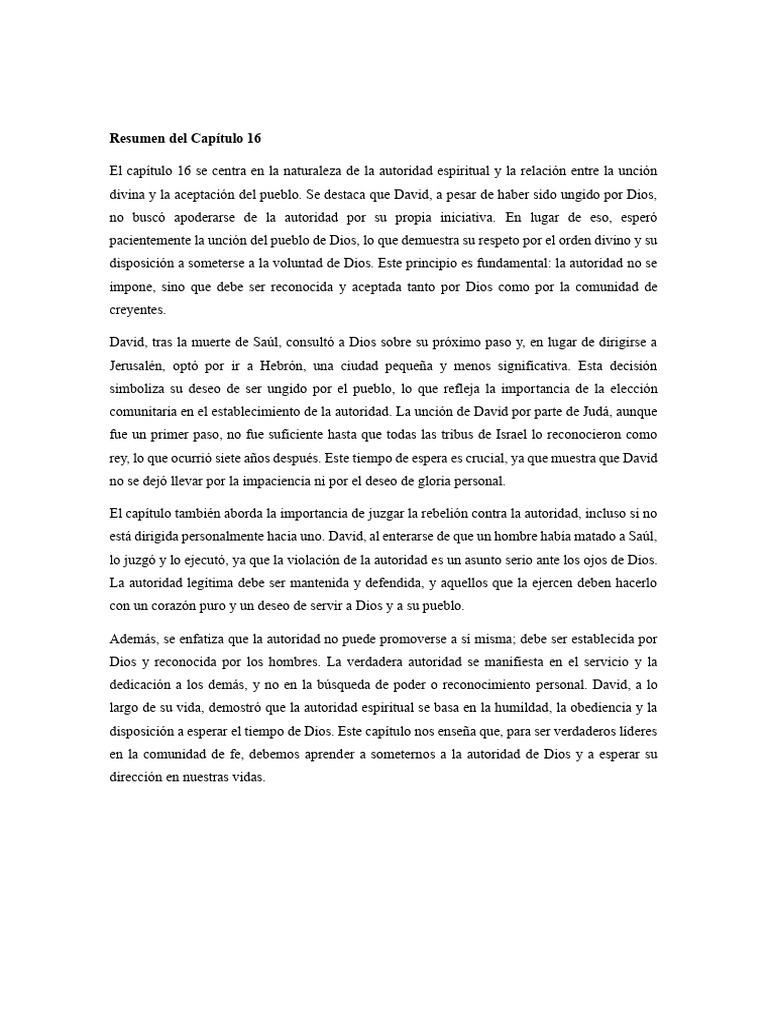 Resumen del Capítulo 16: Autoridad Espiritual | PDF