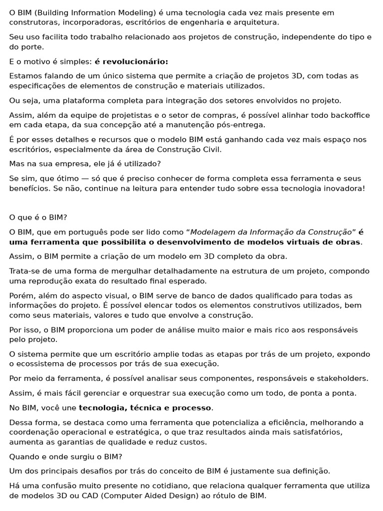 O BIM | PDF | BIM | Engenharia