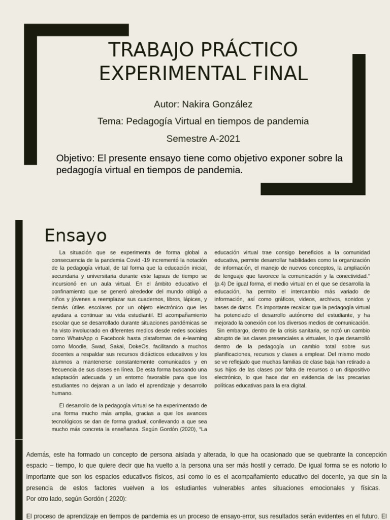 Trabajo PrÁctico Experimental Final | PDF | Enseñando | Moodle