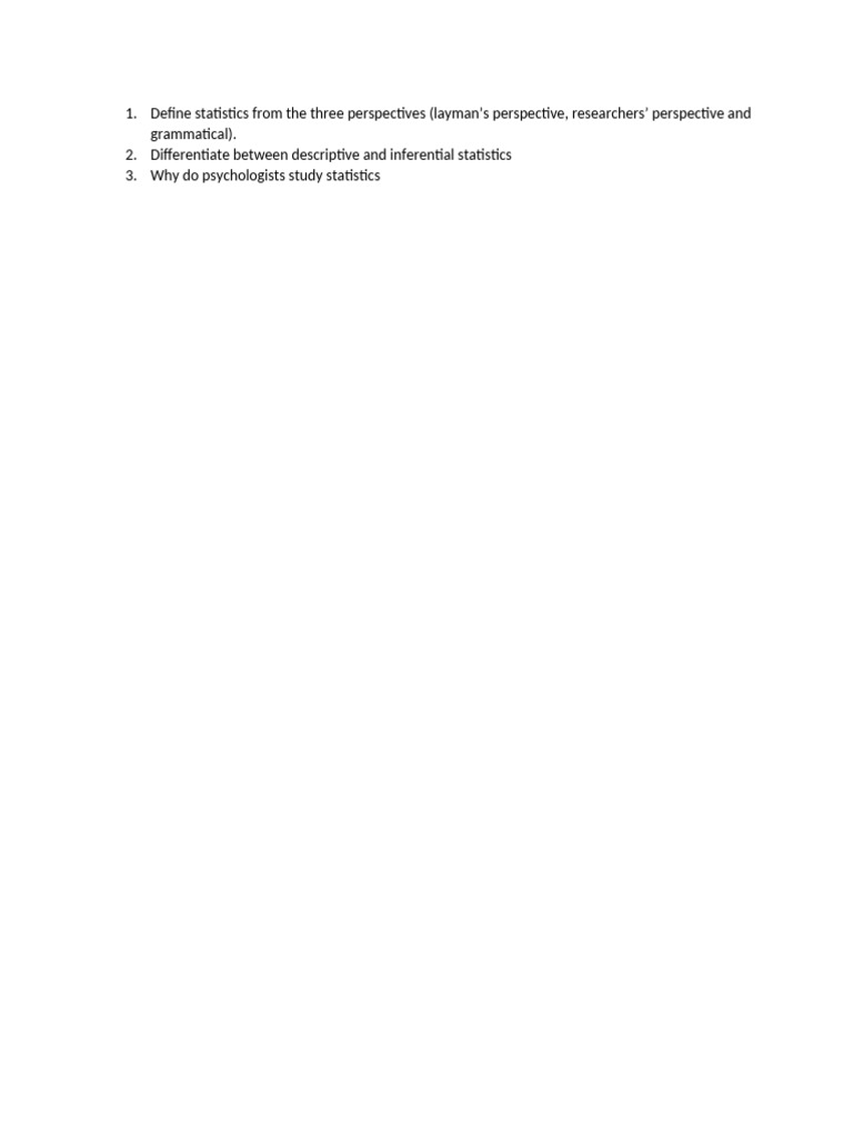 Define Statistics From The Three Perspectives | PDF