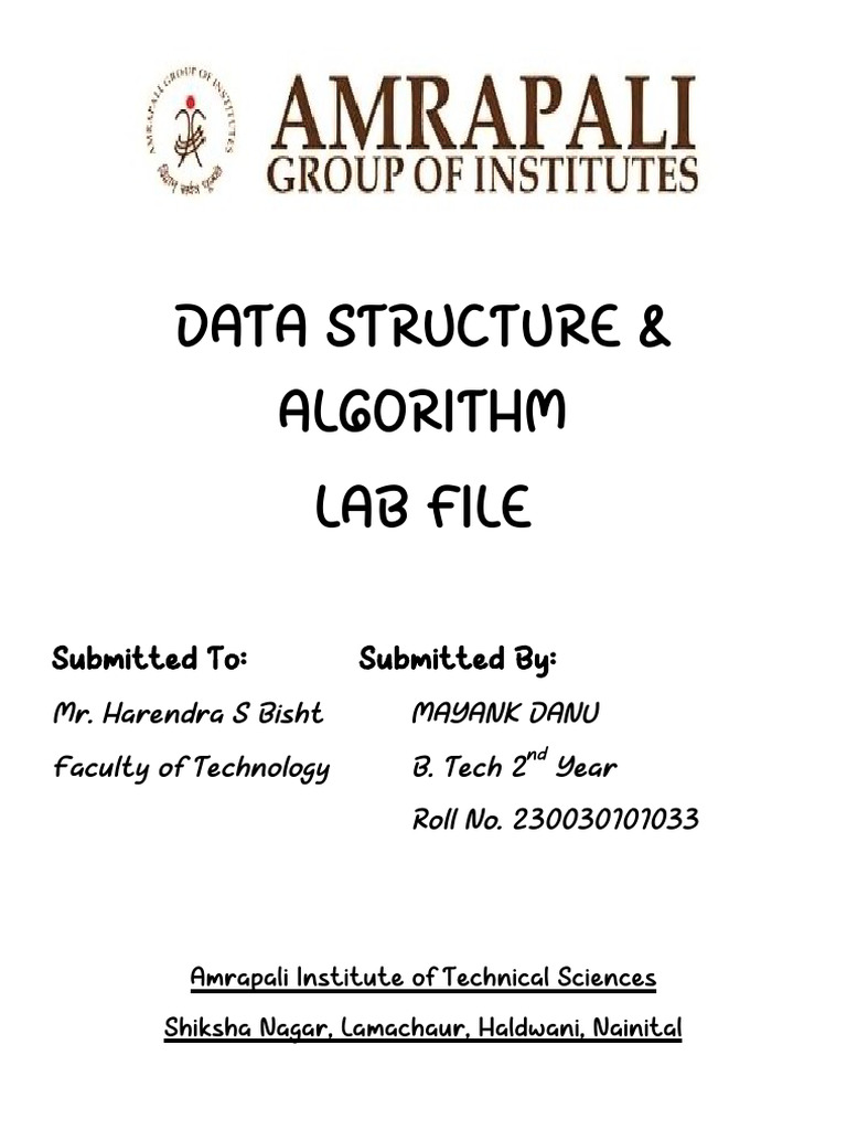 DSA Lab File for B.Tech Haldwani | PDF