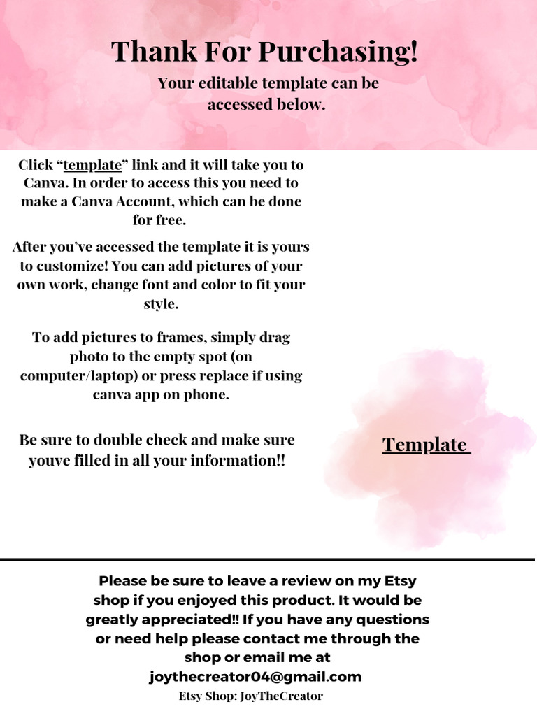 Editable Thank You Page Template | PDF