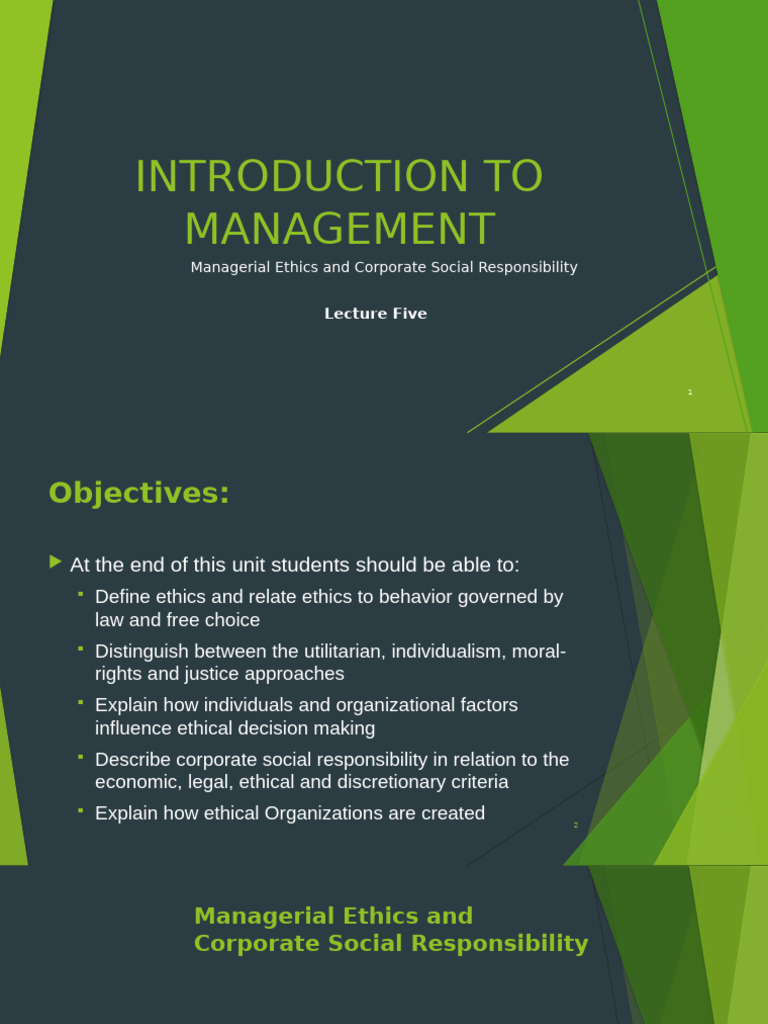 Unit 5 - Ethics and Corporate Social Responsibility | PDF | Corporate ...