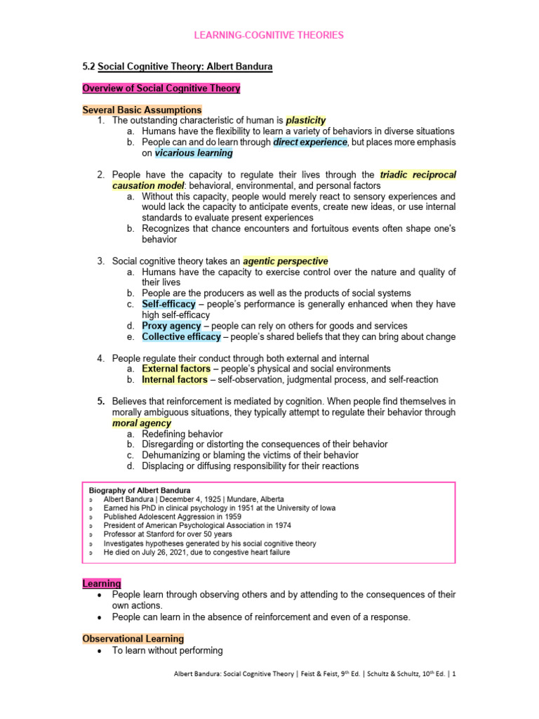 Understanding Bandura's Social Cognitive Theory | PDF | Self Efficacy ...