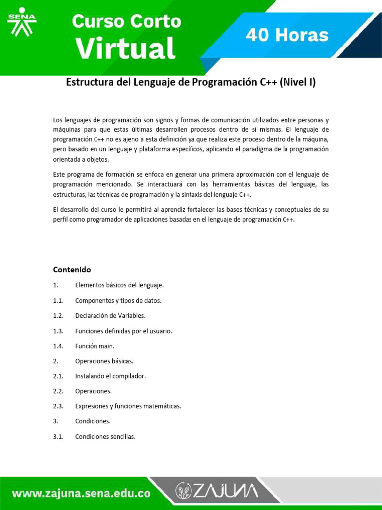 Introducción al Lenguaje C++ para Principiantes | PDF | Lenguaje de ...