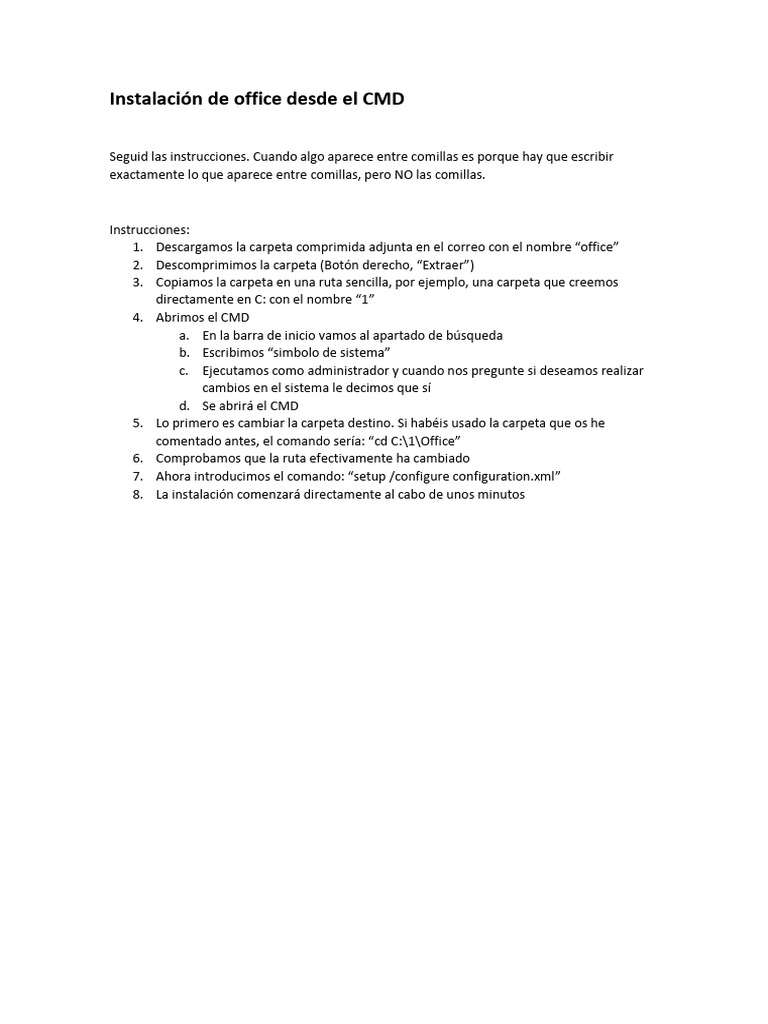 Instalar Office desde CMD paso a paso | PDF