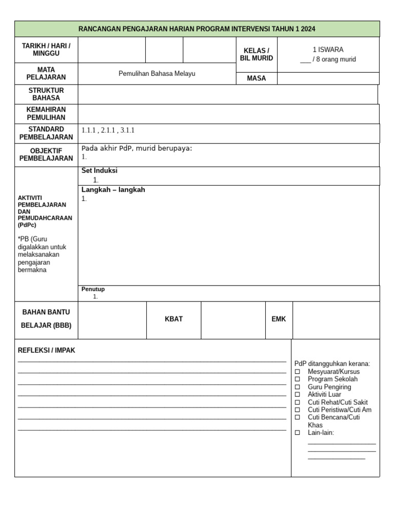 Contoh Format RPH | PDF