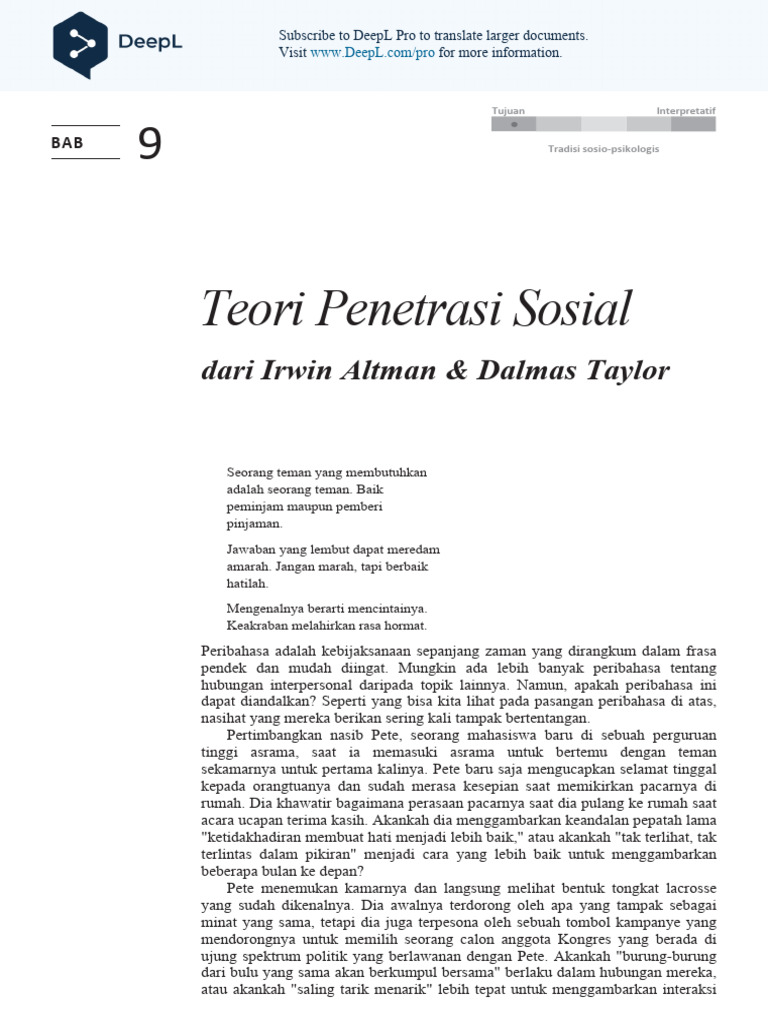 Teori Penetrasi Sosial dalam Hubungan | PDF