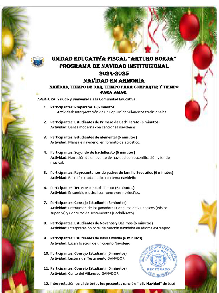 Programa Navideño 2024-2025 en la UE 