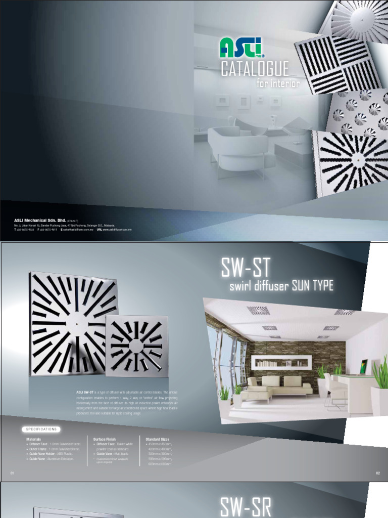 ASLI Diffuser Product Catalogue | PDF | Extrusion | Steel