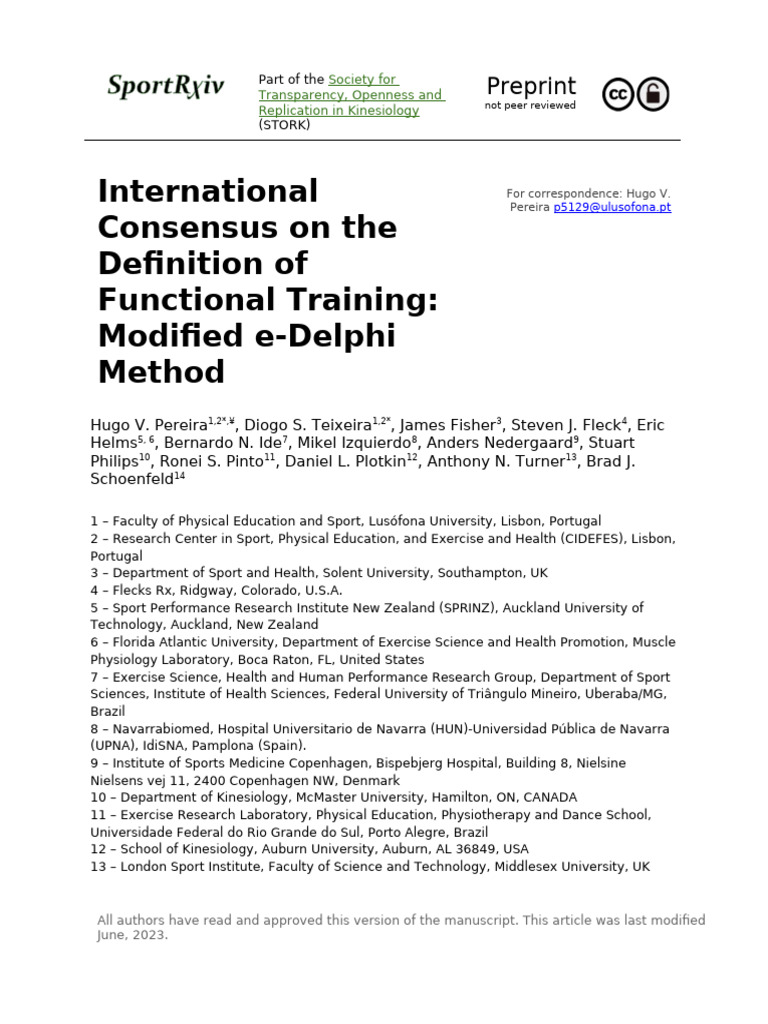 SportRxiv Preprint Functional Fitness | PDF | Methodology | Physical ...