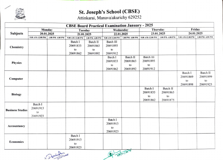 CBSE Practical Exam Schedule | PDF