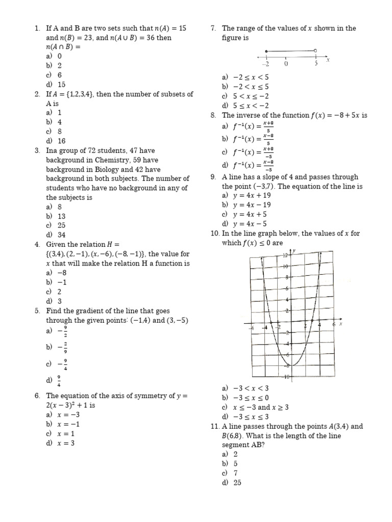 ATLIB Math Past Paper Practice | PDF