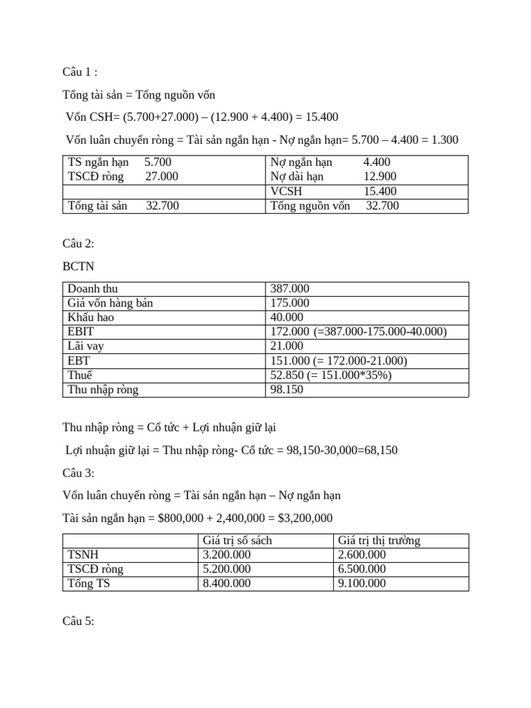BT Chương 2 | PDF