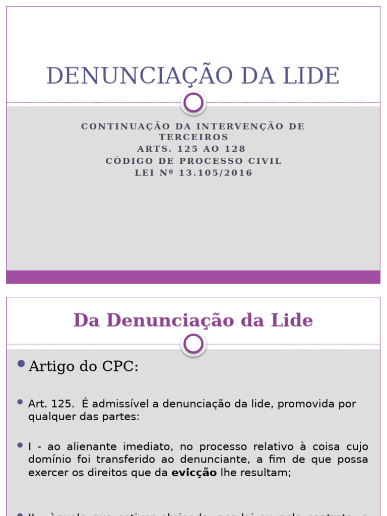 Denunciação da Lide no CPC | PDF | Réu | Ação judicial