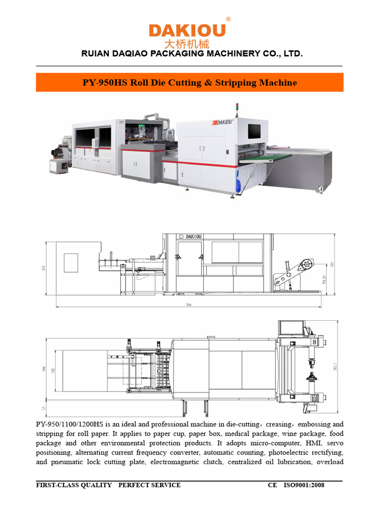 PY-950HS Roll Die Cutting Machine | PDF | Paper | Equipment
