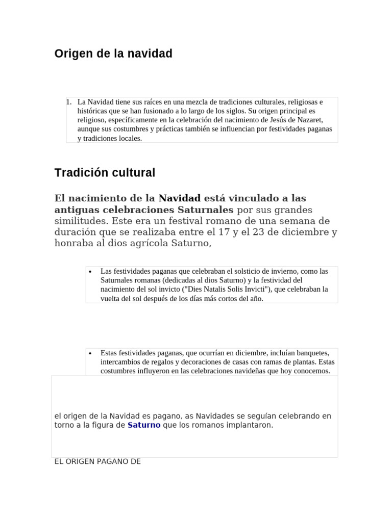 Origen de La Navidad 1 | PDF | Navidad | Observancias de diciembre