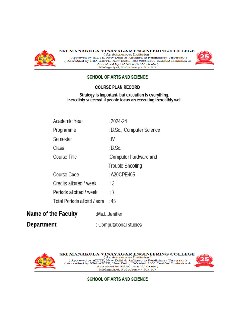 Chnts Course Plan BSc-II | PDF | Computer Data Storage | Computing