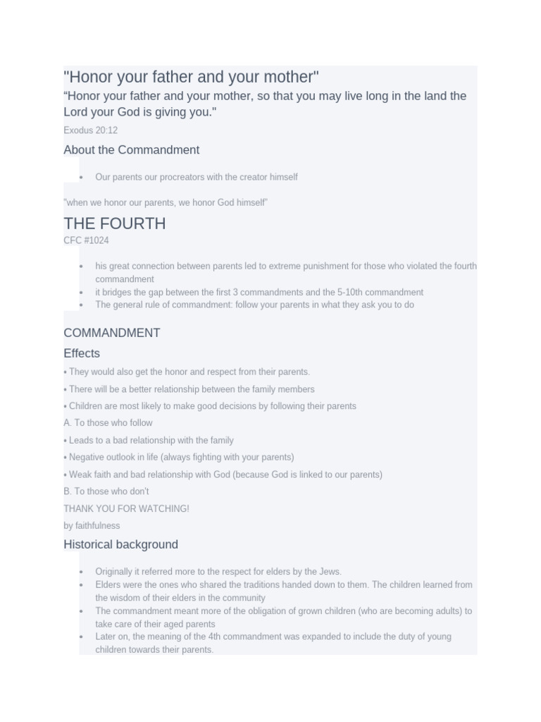 Honor Your Father and Your Mother | PDF | Ten Commandments | Old ...