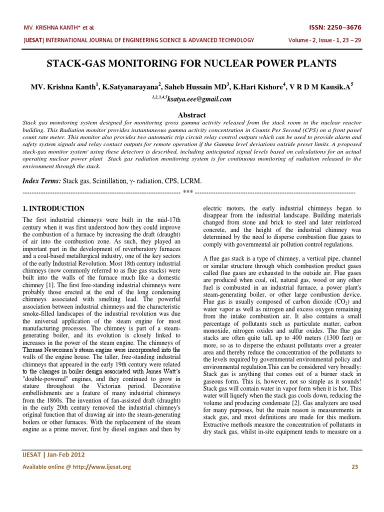 Stack-Gas Monitoring For Nuclear Power Plants | PDF | Chemistry ...