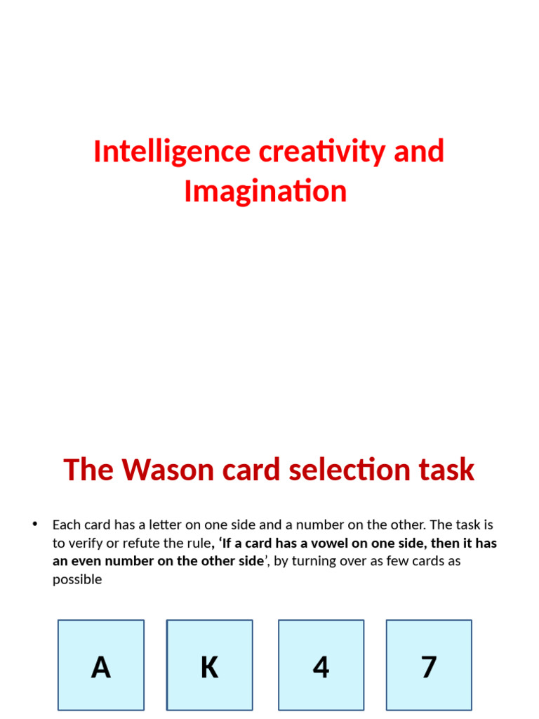 Wason Card Task and Intelligence Theories | PDF | Wechsler Adult ...