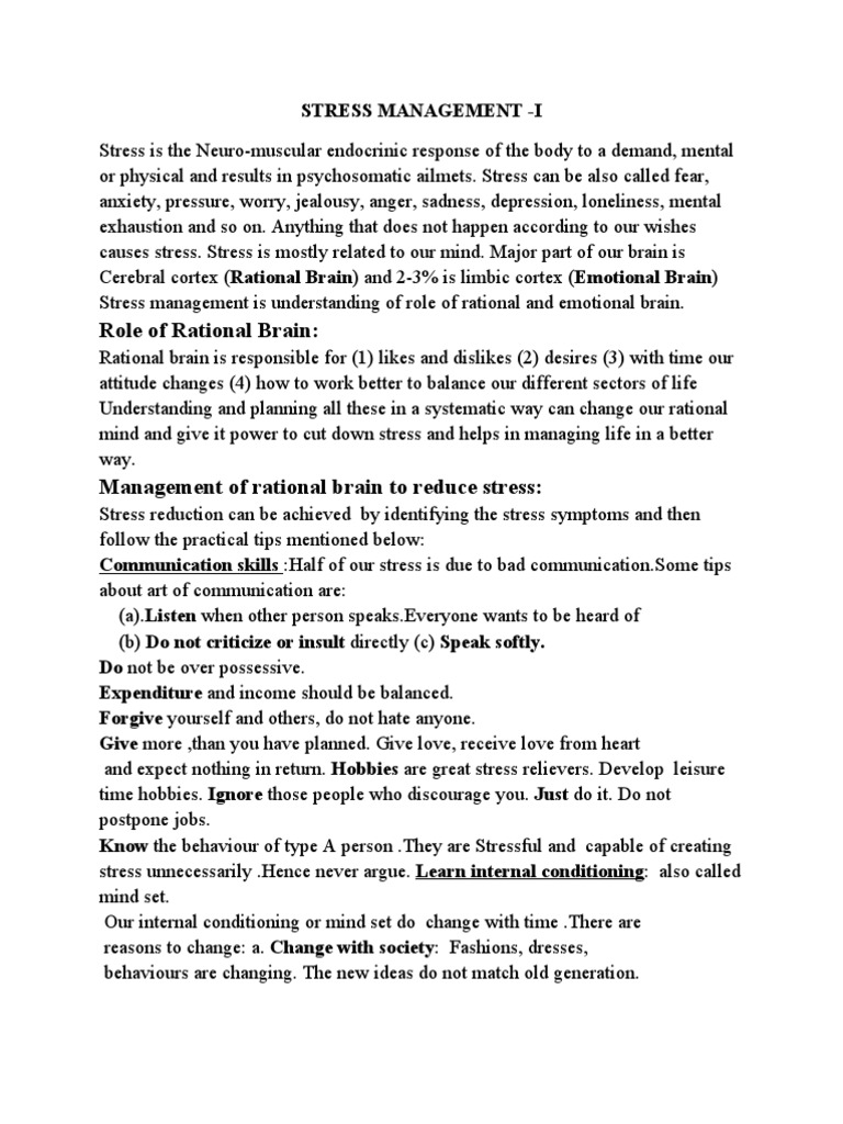 Stress Management Part 1 | PDF | Stress (Biology) | Stress Management