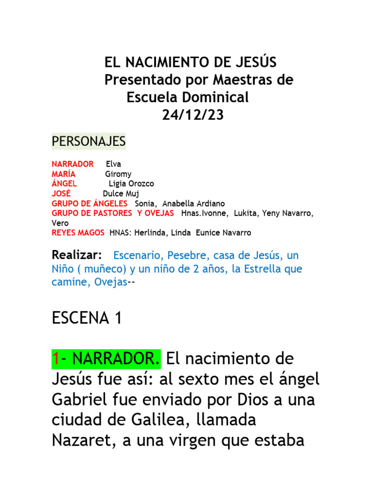Nacimiento de Jesús: Historia y Personajes | PDF | María, madre de ...