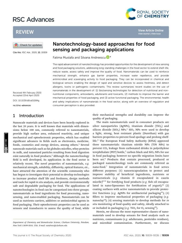 RSC Advances: Review | PDF | Nanomaterials | Biosensor