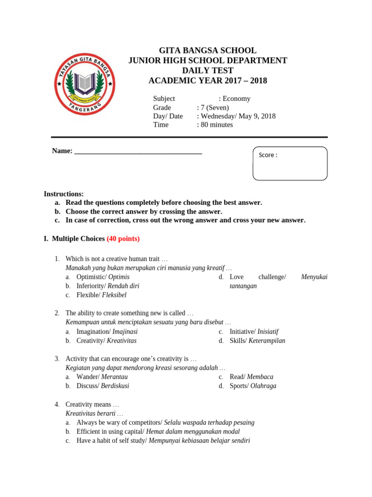 Daily Test 6 | PDF
