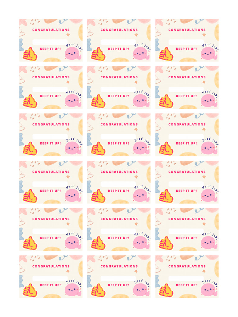 Congrats Card For Pupils | PDF