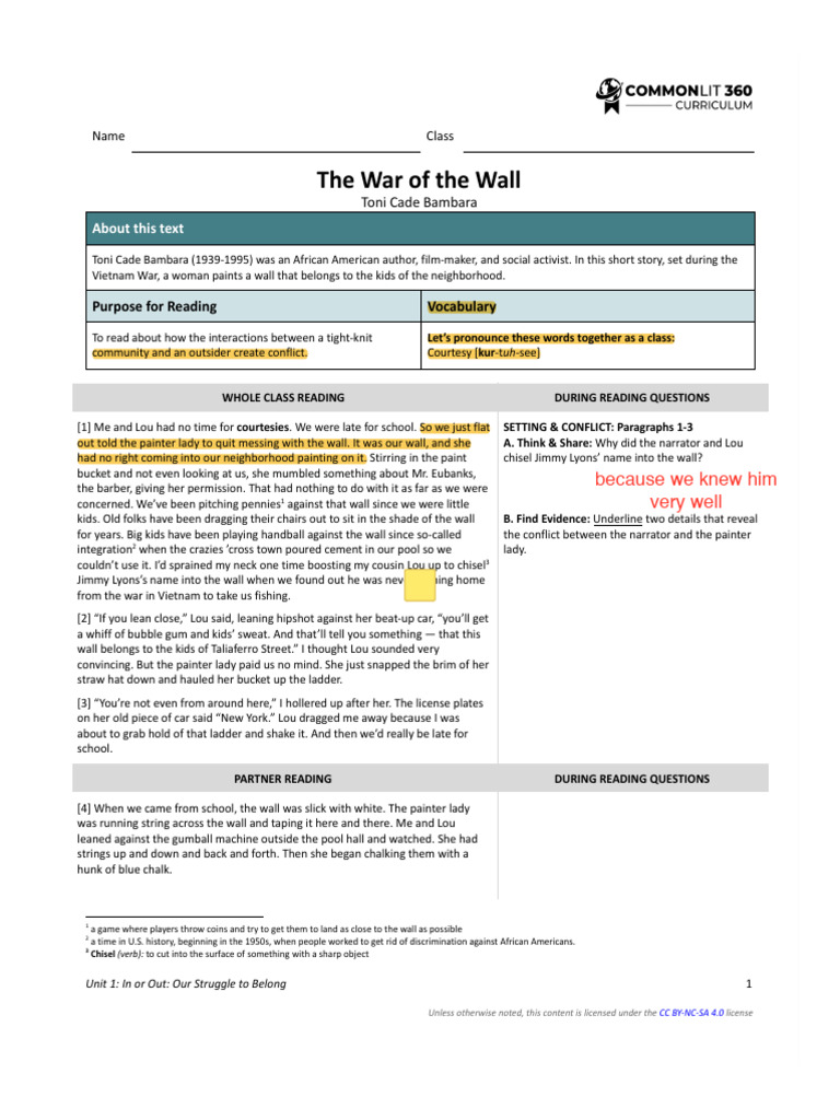 The+The+War+of+the+Wall +annotating+the+text PDF