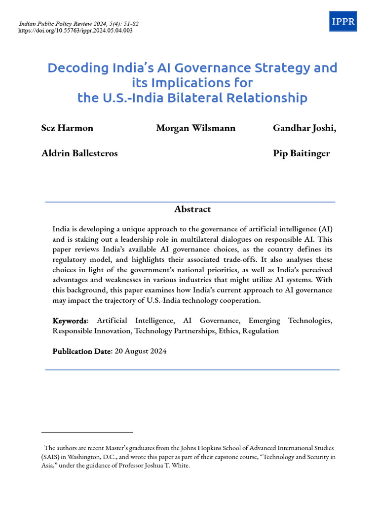 India’s AI Governance and U.S. Relations | PDF | Artificial ...