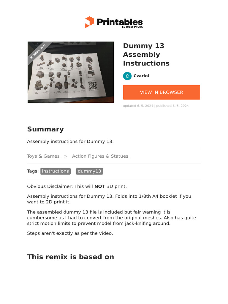 Dummy 13 Assembly Instructions PDF | PDF