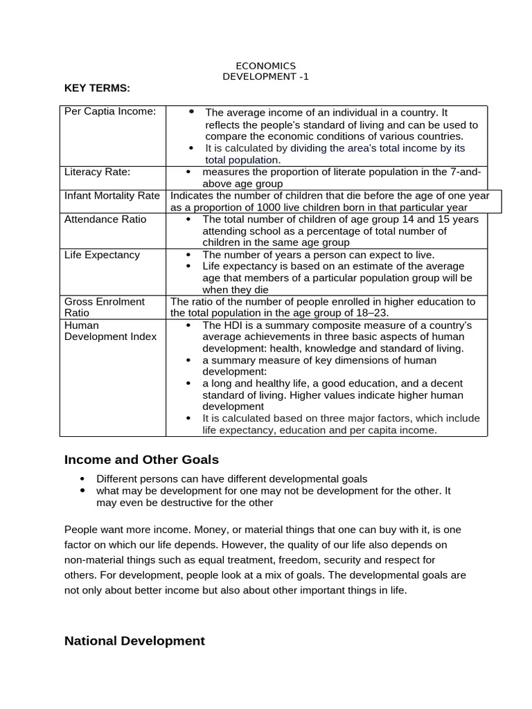 Development Lesson Key Terms | PDF | Life Expectancy | Income