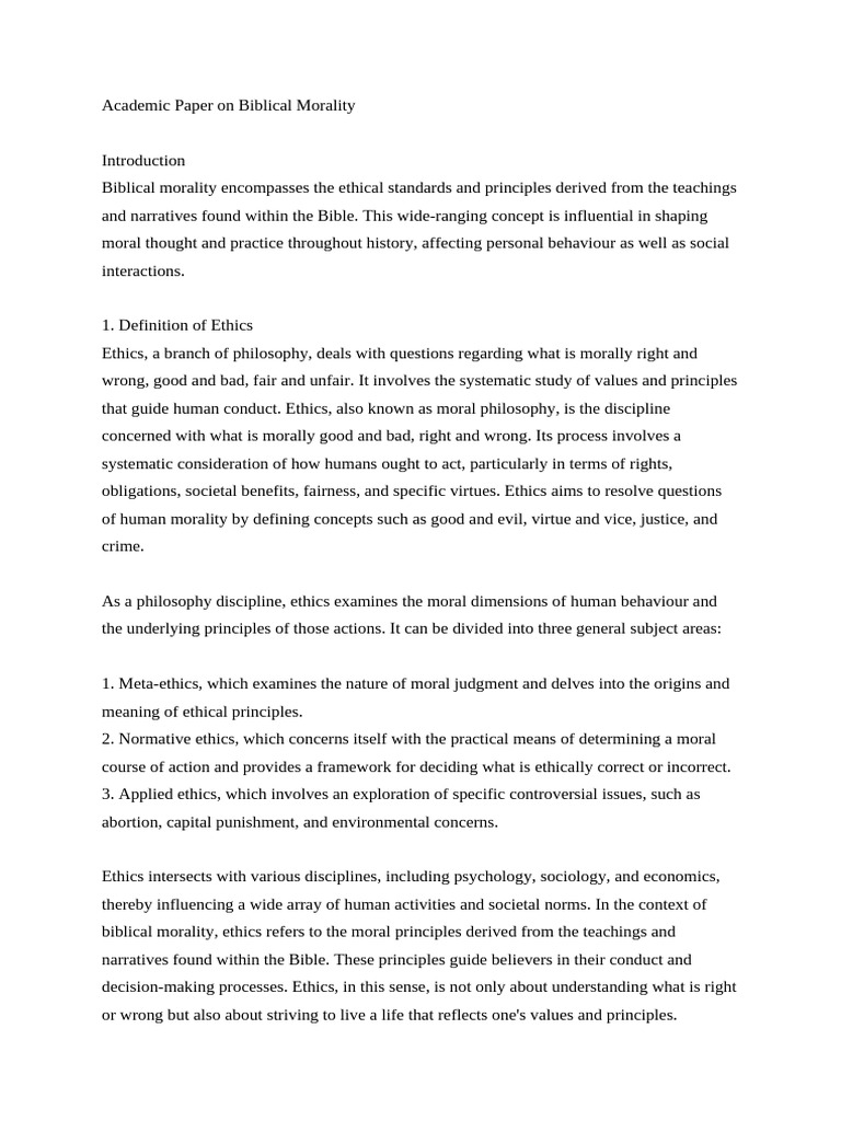 Biblical Morality: Principles and Ethics | PDF | Morality | Justice