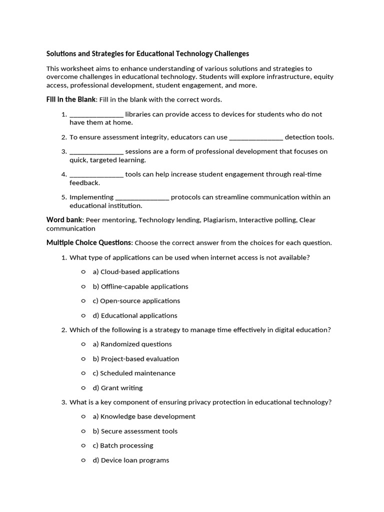 Solutions and Strategies For Educational Technology Challenges | PDF ...