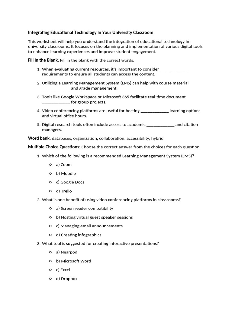 Integrating Educational Technology in Your University Classroom | PDF ...