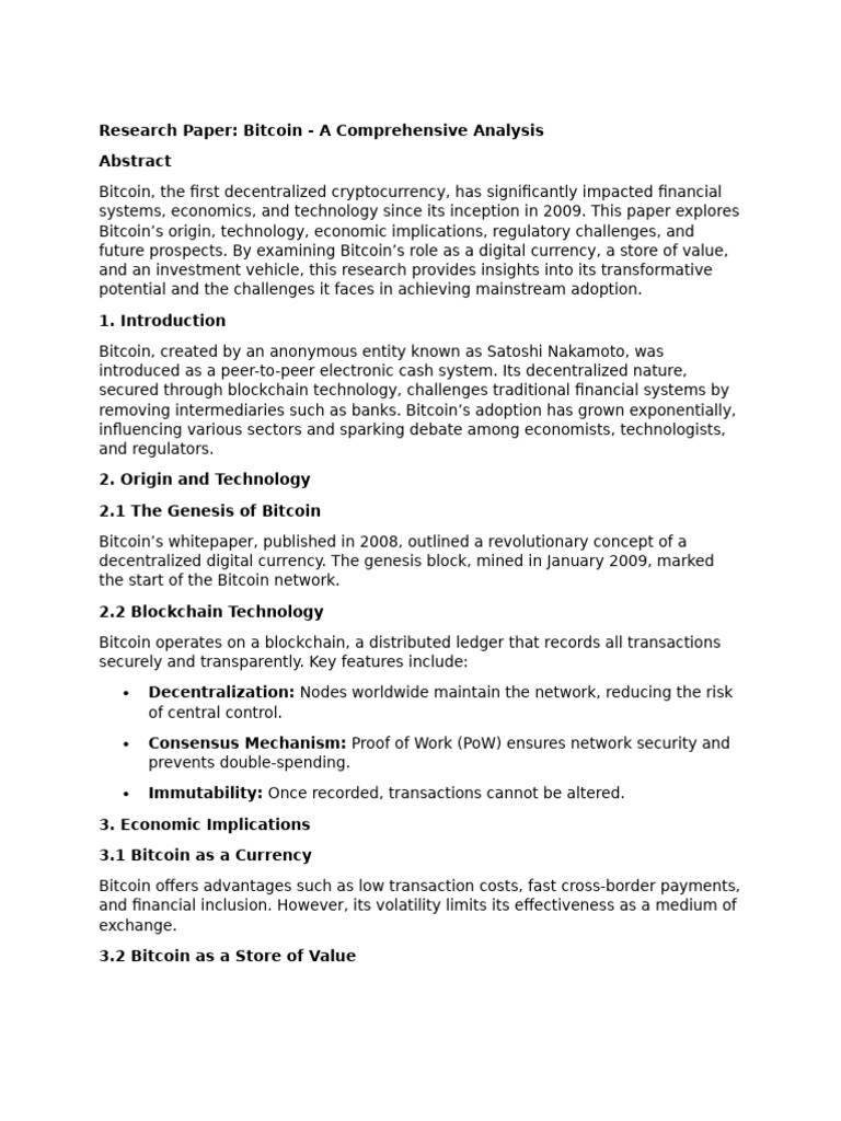 Bitcoin: A Comprehensive Analysis | PDF | Bitcoin | Cryptocurrency