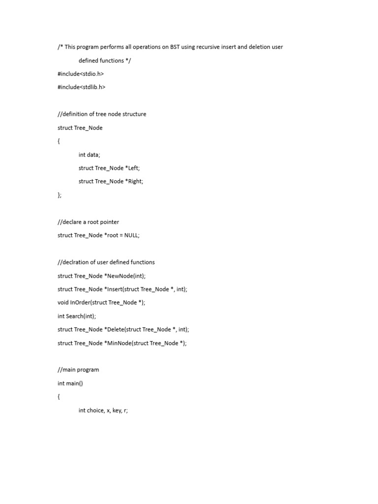 BST Operations: Insert, Search, Delete | PDF | Computer Programming ...