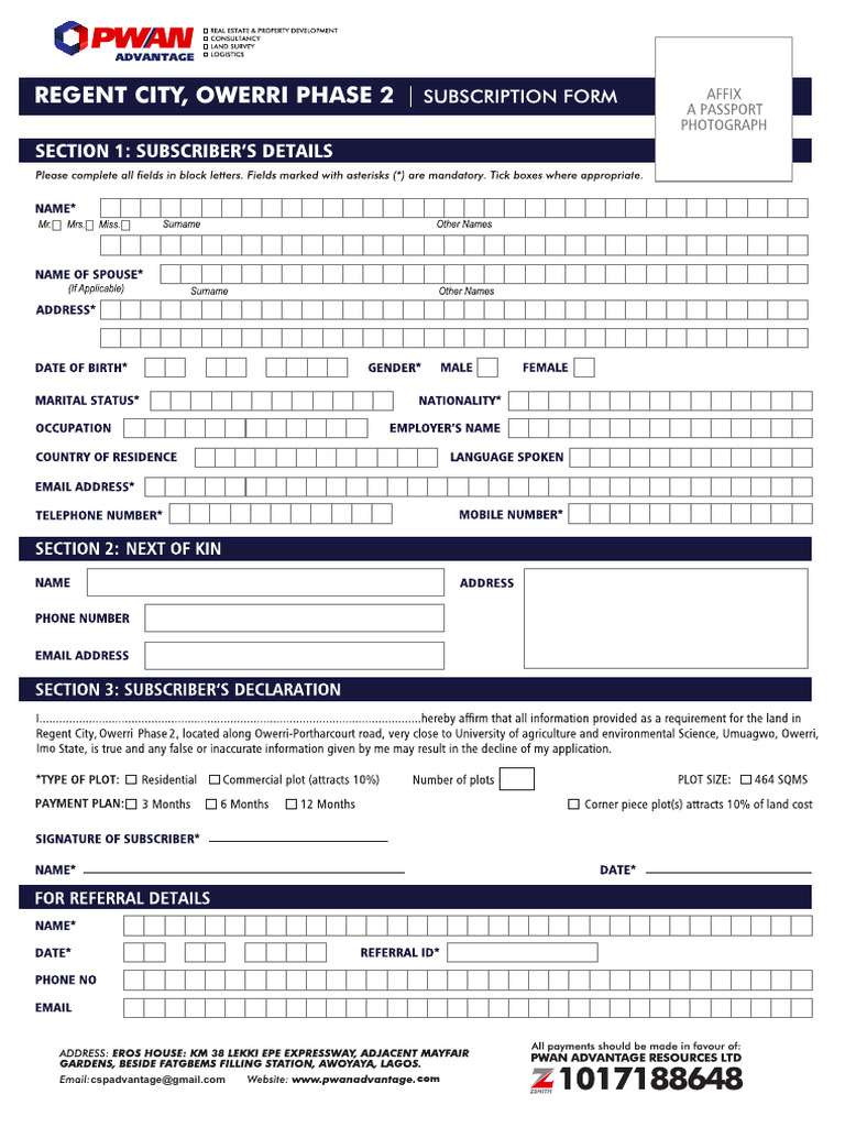 REGENT CITY OWERRI PHASE 2 FORM UPDATED-1 | PDF