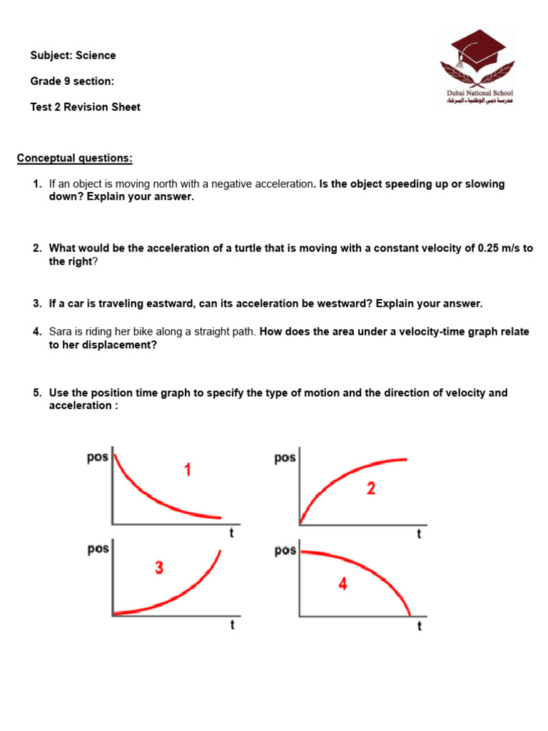 Test 2 Regular Revision Sheet | PDF | Acceleration | Velocity